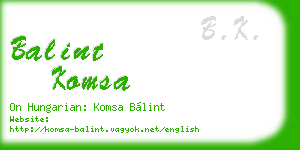 balint komsa business card